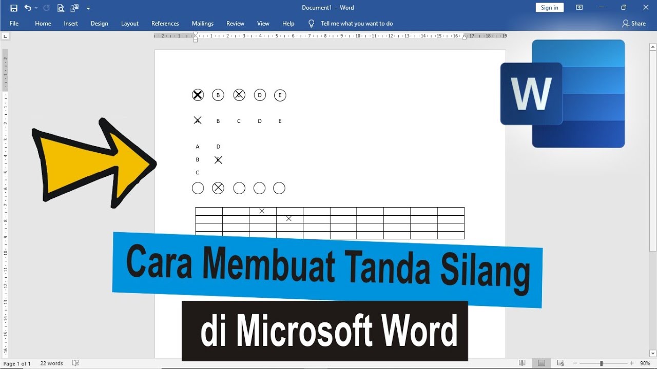 Cara Membuat Tanda Silang di Microsoft Word 2019 Cara Membuat Tanda Silang di Microsoft Word 2019