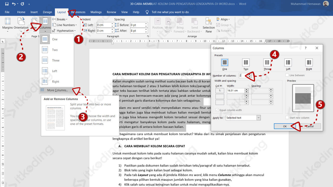 Rahasia Cara Membuat 4 Kolom Di Word Cepat - Miko Keren