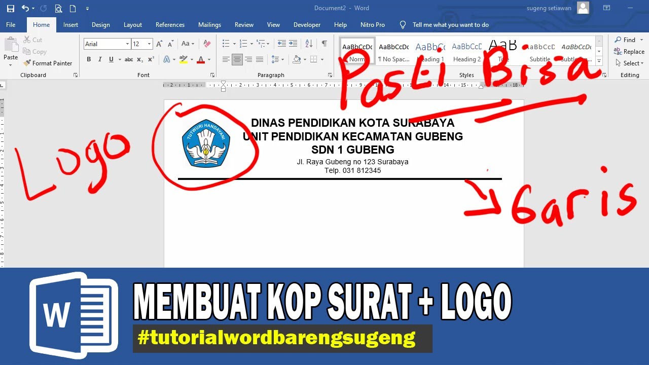 Tutorial Mudah Cara Membuat Kop Surat di Word Lengkap - LKomBis Tutorial Mudah Cara Membuat Kop Surat di Word Lengkap - LKomBis