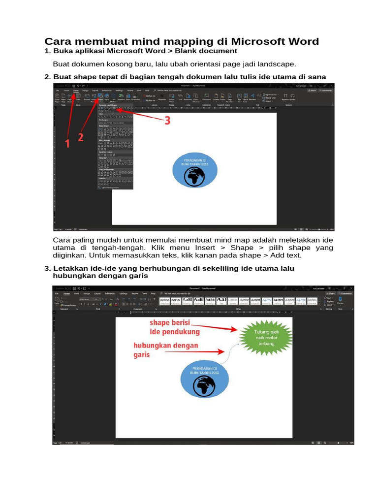 cara membuat mind mapping di word